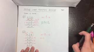 Writing Linear Functions from a table