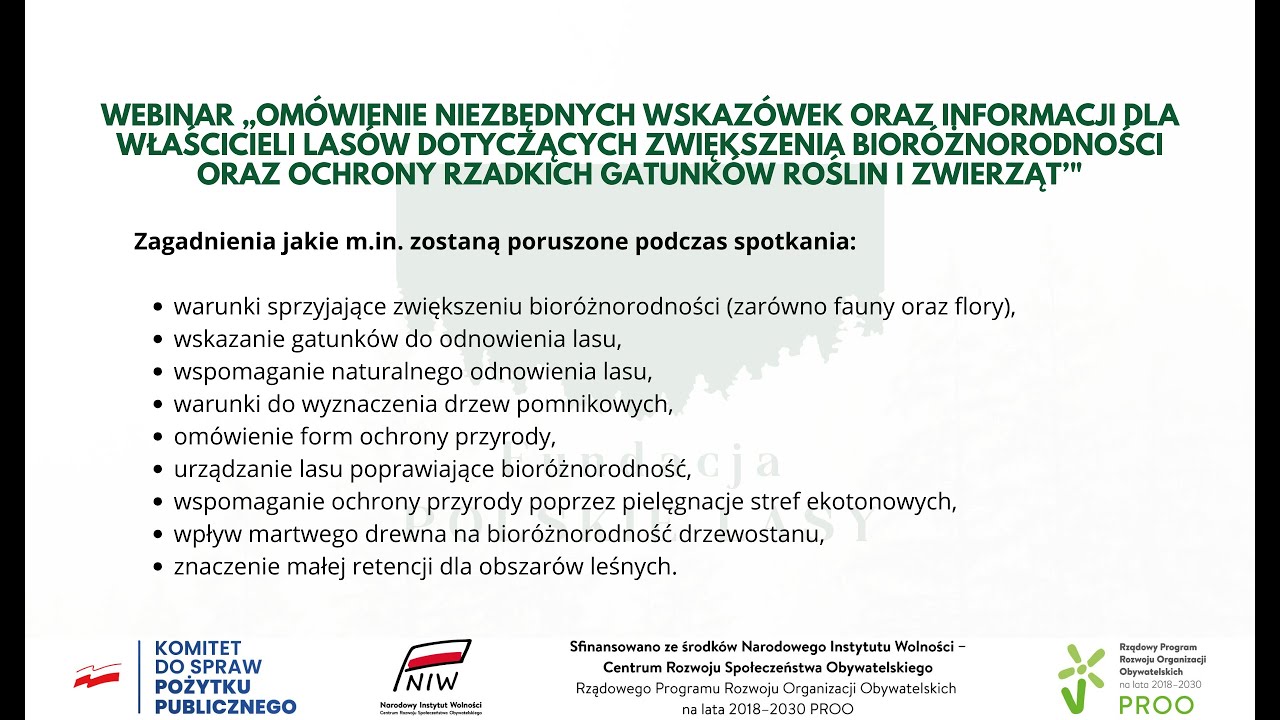Webinarium "𝗢𝗺ó𝘄𝗶𝗲𝗻𝗶𝗲 𝗻𝗶𝗲𝘇𝗯ę𝗱𝗻𝘆𝗰𝗵 𝘄𝘀𝗸𝗮𝘇ó𝘄𝗲𝗸 𝗼𝗿𝗮𝘇 𝗶𝗻𝗳𝗼𝗿𝗺𝗮𝗰𝗷𝗶 𝗱𝗹𝗮 𝘄ł𝗮ś𝗰𝗶𝗰𝗶𝗲𝗹𝗶 𝗹𝗮𝘀ó𝘄 𝗱𝗼𝘁𝘆𝗰𝘇ą𝗰𝘆𝗰𝗵 [...]"