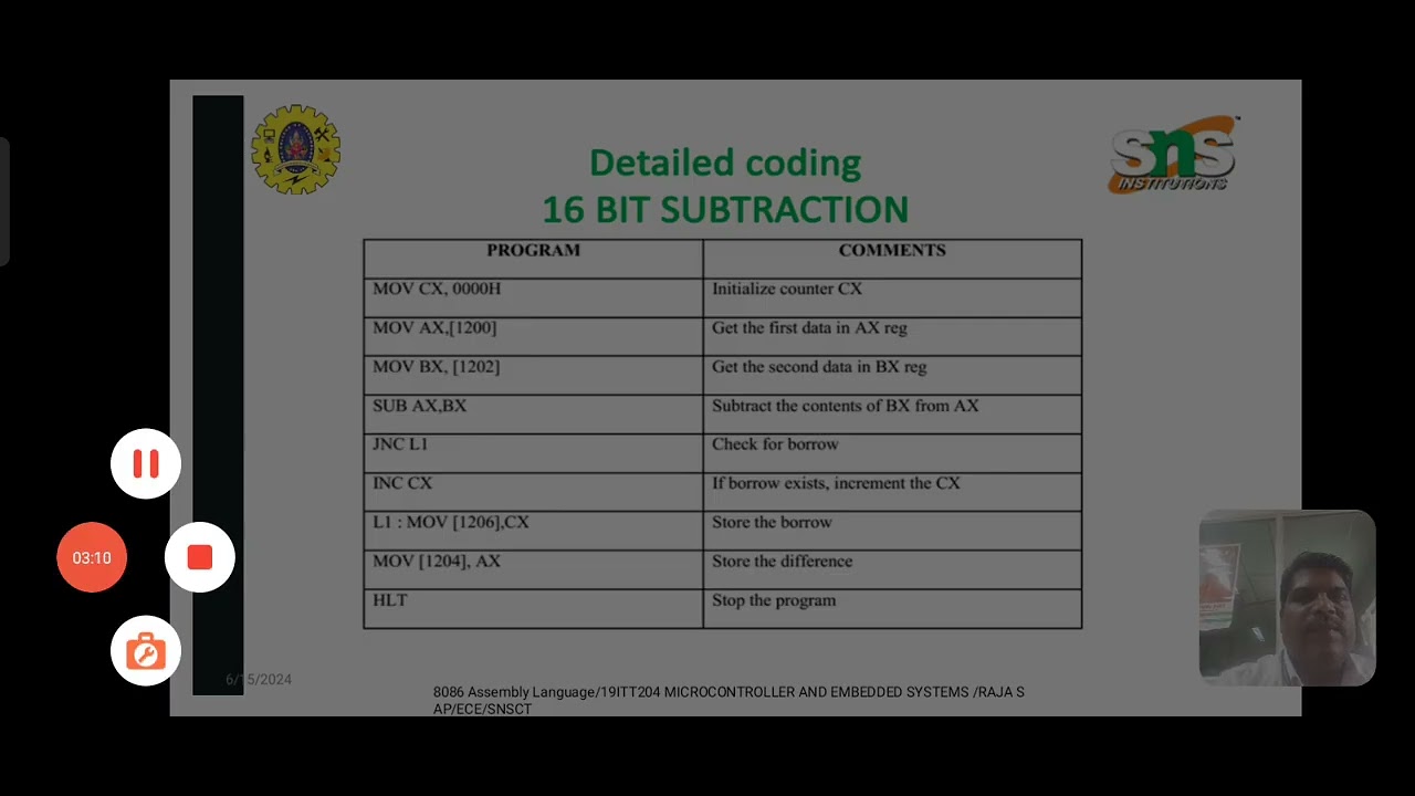 8086 ALP for subtraction , multiplication ,division - YouTube