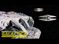 Battlestar pegasus vs two cylon basestars  battlestar galactica 1978 4k