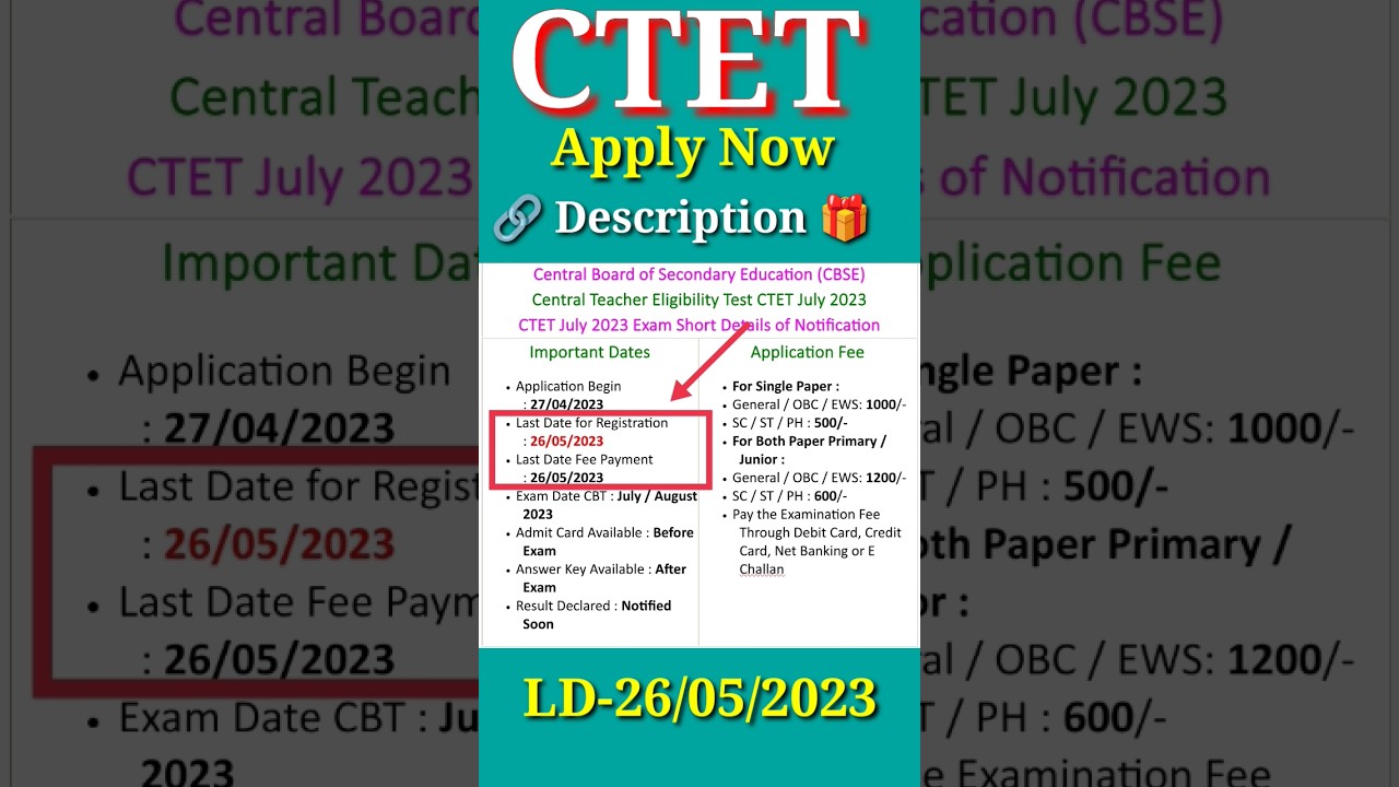 Central Teacher Eligibility Test CTET July 2023//Central Board of Secondary Education (CBSE)