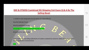 SSO & STSDSD combined DG Shipping exit exam Q&A Set 1