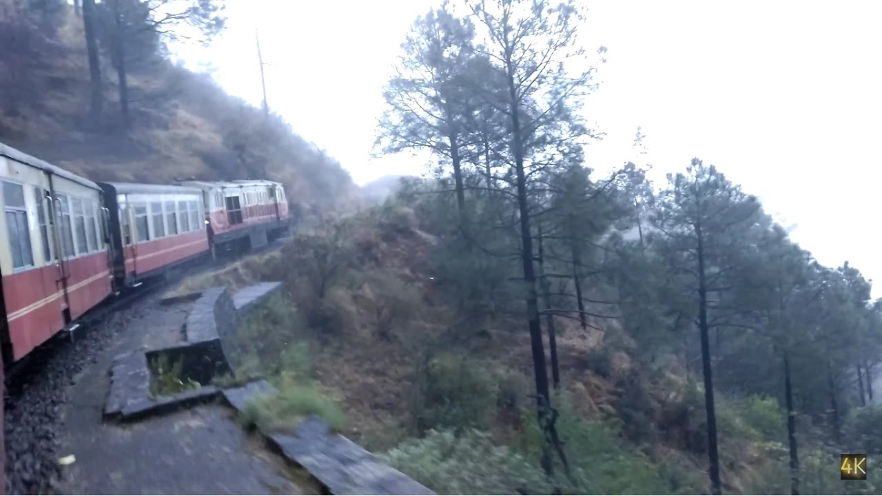 52457 Kalka Shimla Passenger Train Passing Through Mountainous