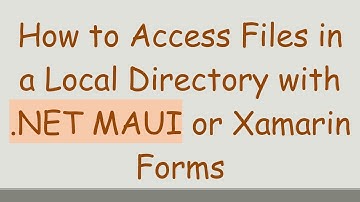 How to Access Files in a Local Directory with .NET MAUI or Xamarin Forms