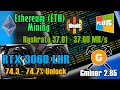 RTX 3060 LHR Ethereum (ETH) Mining 74.4% Unlock - HiveOS | Gminer 2.85 | Hashrate 37.01 - 37.60 MH/s