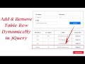 Add and Remove HTML Table Row Dynamically in JQuery | Add Table Row | Remove Table Row