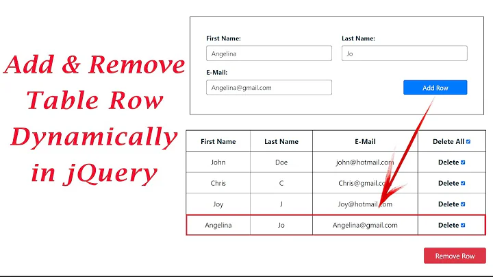 Add and Remove HTML Table Row Dynamically in JQuery | Add Table Row | Remove Table Row