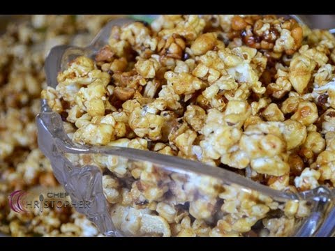 Sweet and Spicy Caramel Popcorn with Spicy Nuts