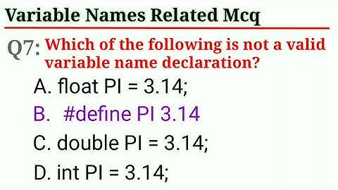 Variables name in c language Related mcq questions Part 5  Learn 4U