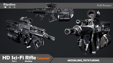 HD Sci-Fi Rifle Tutorial Part1:Moideling #blender #substancepainter #tutorial #hardsurface #scifi