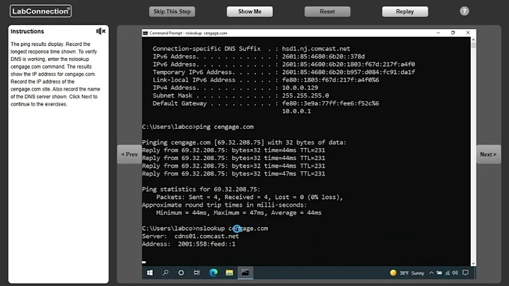 Software Lab Simulation 13-2:  Verifying TCP IP Settings