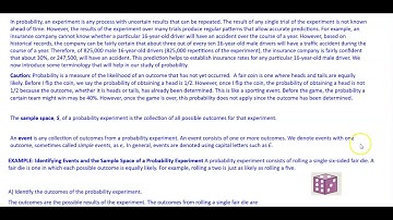 Math 14 5.1 Objective 1: Identifying Events and the Sample Space of a Probability Experiment