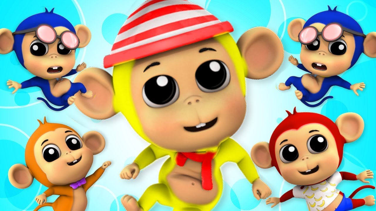 Пять маленьких обезьян | Обезьянки мультфильм | Five Little Monkeys