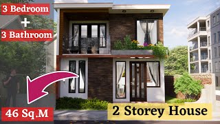 2 Storey House Design (46 sq.m) | Simple House | 3 Bedroom | 3 Bathroom