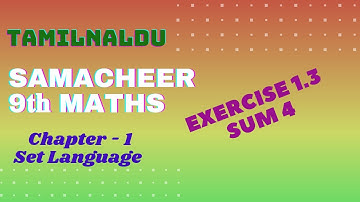TN 9th Maths Samacheer | Exercise 1.3 | Sum 4 | Chapter 1 | Set Language