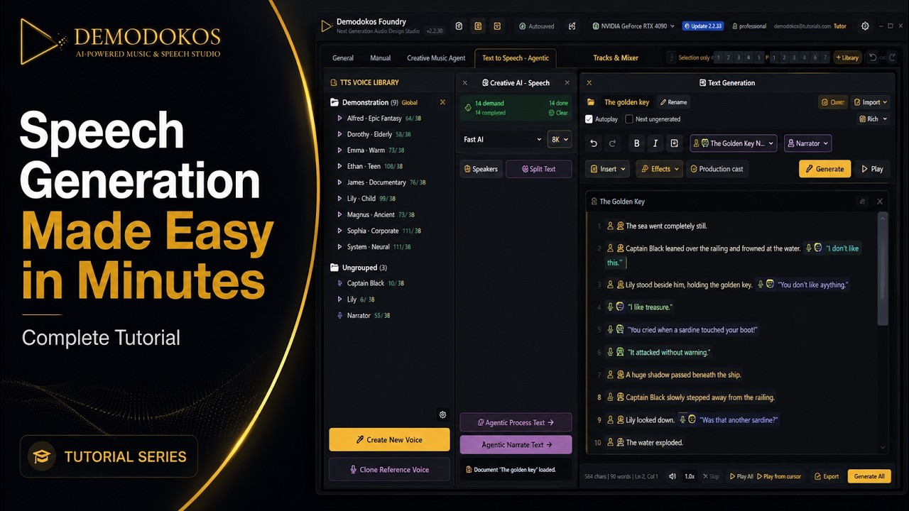 How to Generate AI Speech in Demodokos Foundry: Text-to-Speech Easy Mode Tutorial