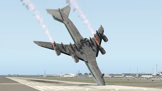B747 Skids Off Runway After Engine Failure on Approach | XP11