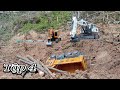 máy xúc và ô tô thi công xây dựng công trình nghình tỷ tập 4
