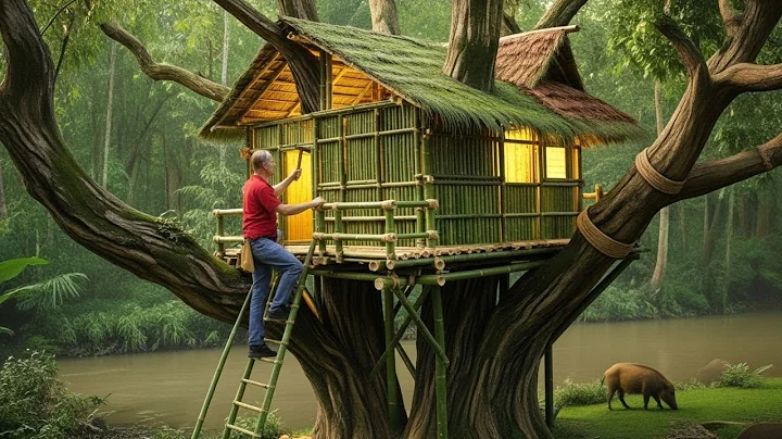 I Spent 28 Days Building a Bushcraft Survival Home Inside a Giant Tree