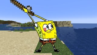 Spongebob goes fishing in Minecraft