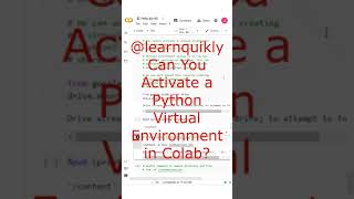 can you activate a python virtual environment in colab? #python #education #programming #shorts