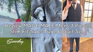 Review MAGE MALE Mens 3 Piece Slim Fit Suits Tuxedo Suit Set Prom Wedding Suits Two Button Blazer Ja