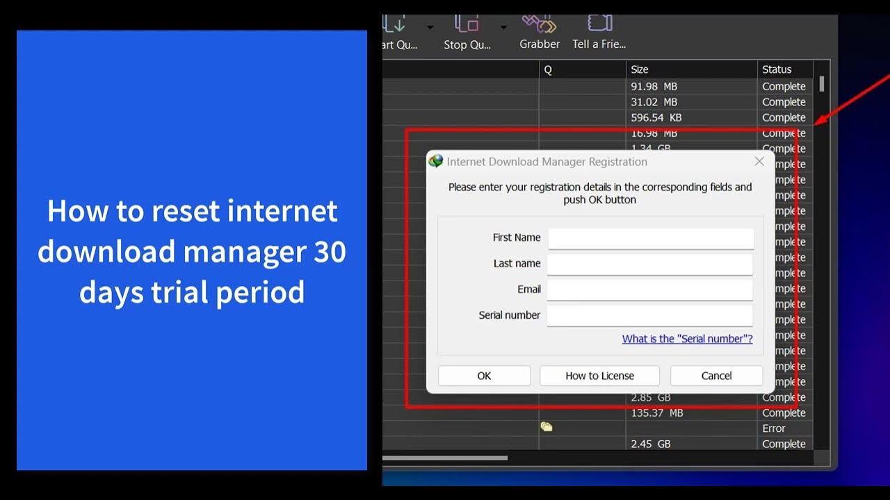 How to reset idm internet download manager 30 day trial period and