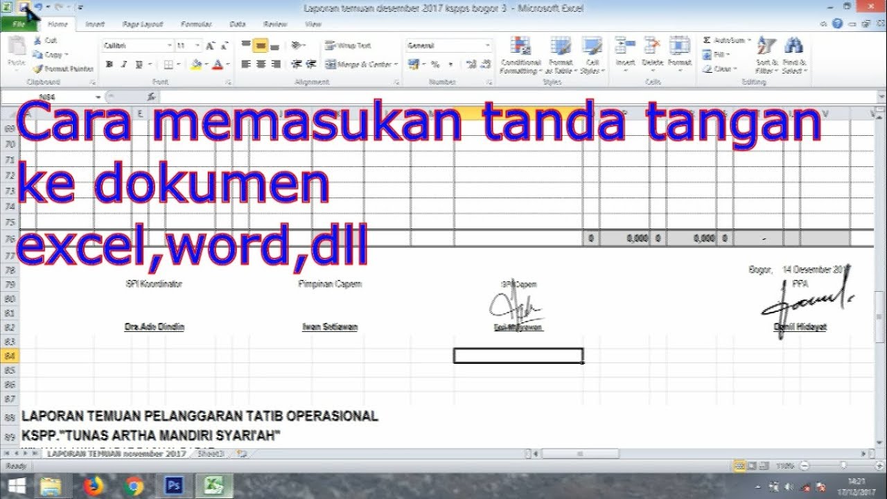 Cara Memasukan Tandatangan Ke Dalam Dokumen Excel Word Dll Dengan Photoshop Youtube