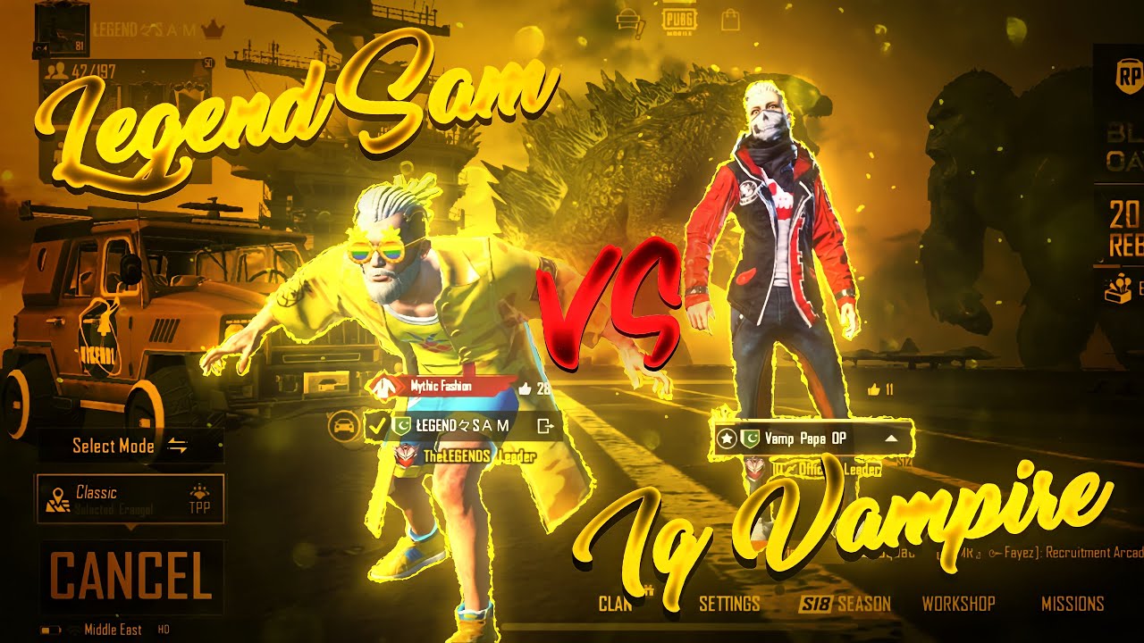 LEGEND SAM VS VAMPIRE YT | 1V1 TDM | NO HATE WALA SCENE | PUBGMOBILE