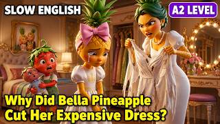 Why Did Bella Pineapple Cut Her Expensive Dress Easy English Listening Story Compilation A2
