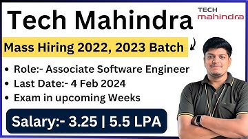 Tech Mahindra Mass Hiring 2022, 2023 BATCH | Salary:- 3.25 | 5.5 LPA | Next Phase Biggest Hiring