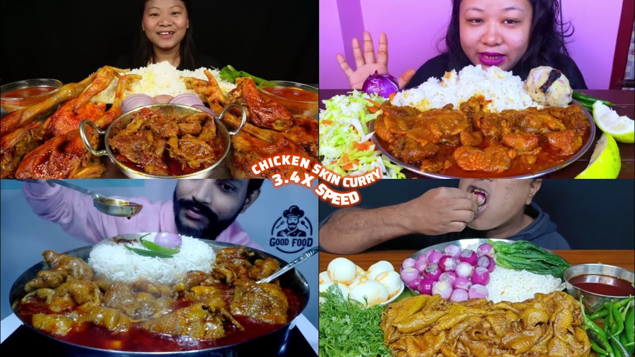 ASMR: Eating Chicken Skin Curry Eating Challenge 😍😋 Boiled egg and basmati rice Mukbang 