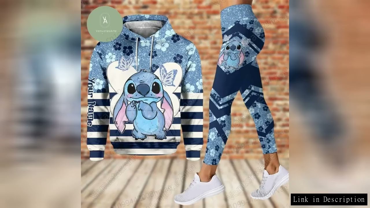 2025 cute Stitch hoodie and leggings, Lilo & Stitch hoodie, women's yoga pants sports set, Stitch lo