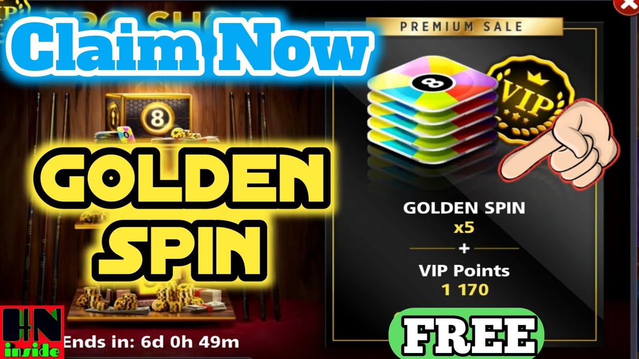 Free 5 Golden Spin🤑 in 8 Ball Pool For all by HN inside