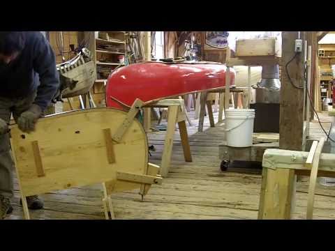 Wood canvas canoe building - YouTube