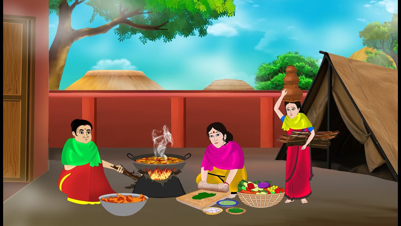 सर्दियों में तीन पत्नियों का छत पर घर | Hindi Story | Hindi Kahaniya | Moral Stories | cartoon story