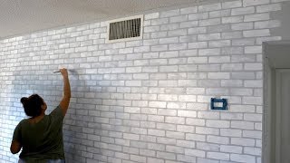 DIY fake brick wall using stencil