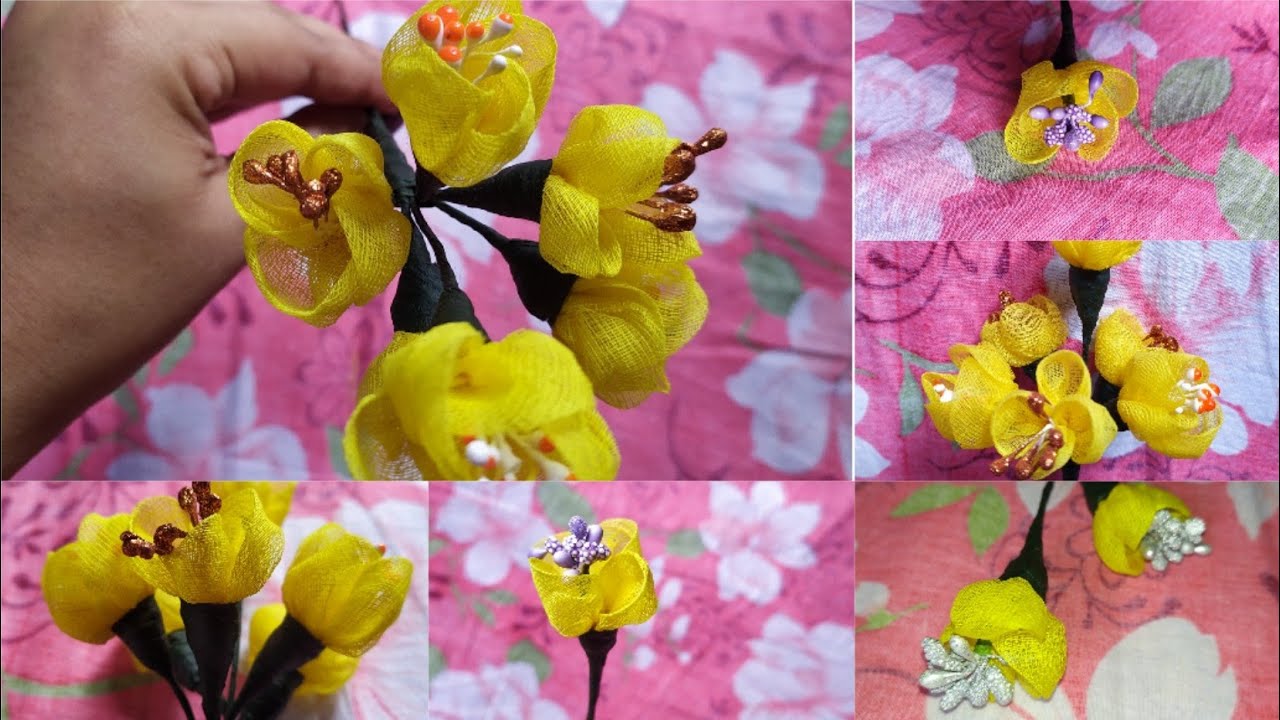Beautiful flowers with organdy cloth/easy and quick/flower bunch ...