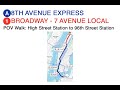 NYC Subway POV Walk: High Street Stn to 96th Street Stn via 59th Street-CC Stn (4K 60FPS)