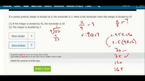Remainders DS 4- If a certain positive integer is divided by 9, the remainder is 3. What is the...