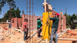 Shuttering and Pouring Concrete Pillars for the Workshop