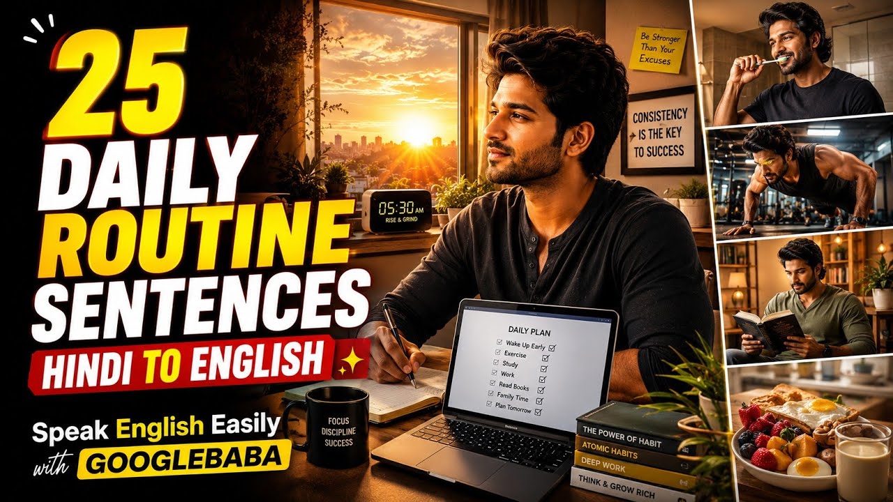 My Daily Routine | 25 Hindi To English Sentences | Simple & Productive Day in My Life