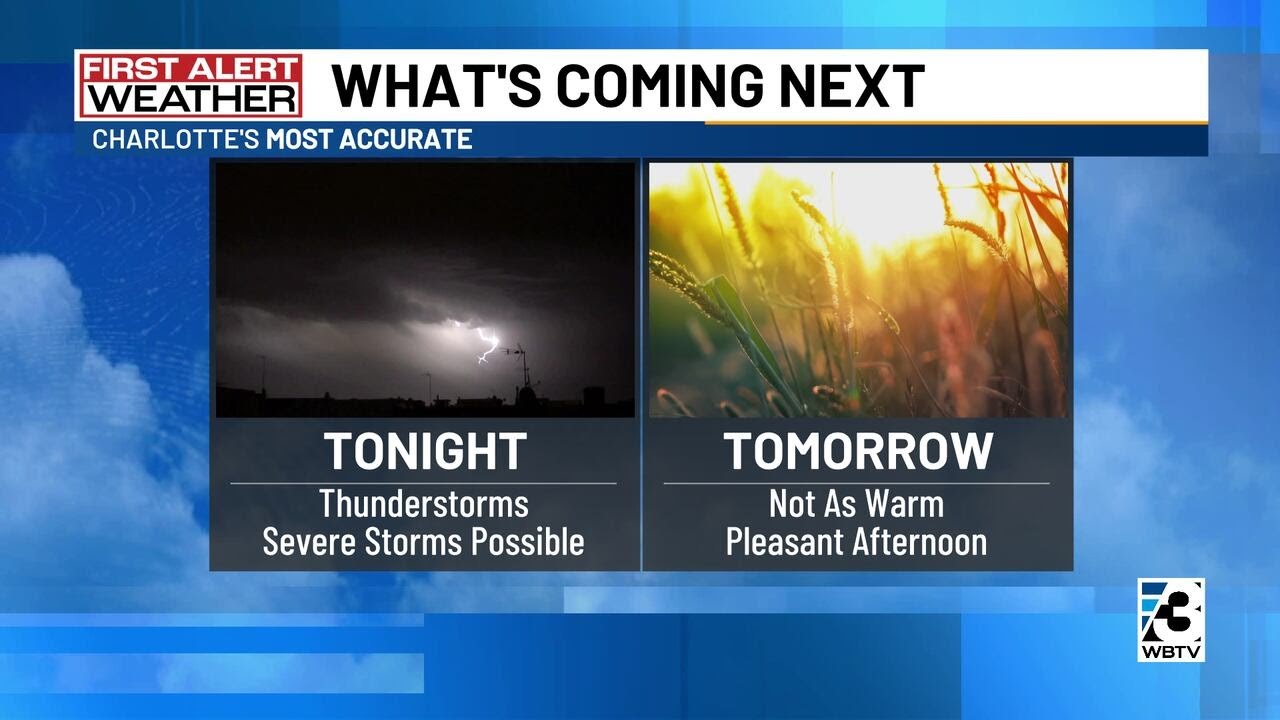 Showers & storms tonight, sunshine tomorrow - YouTube