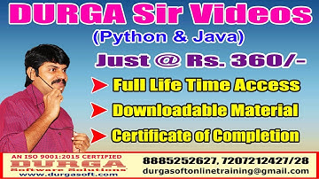 DURGASOFT Java and Python Videos Just @ Rs 360/-