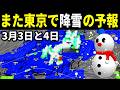 【3月3日と4日に東京で降雪の予報】3日4日は関東南部の平野部でも降雪の可能性