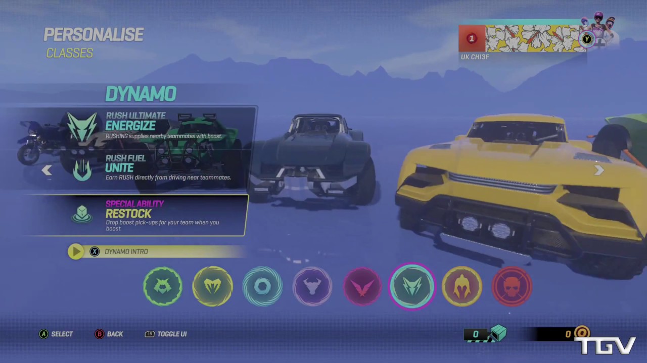 Onrush cars and customisation - TGV