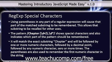 JavaScript Training Tutorial RegExp Special Characters
