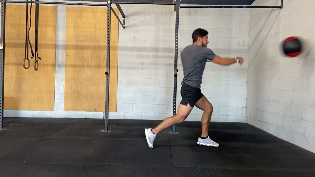 Half kneeling med ball slam with push toss YouTube