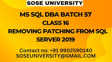 Batch 57 MS Sql DBA Class 16 Removing Patching From Sql server 2019 || Contact  +91 9902590140