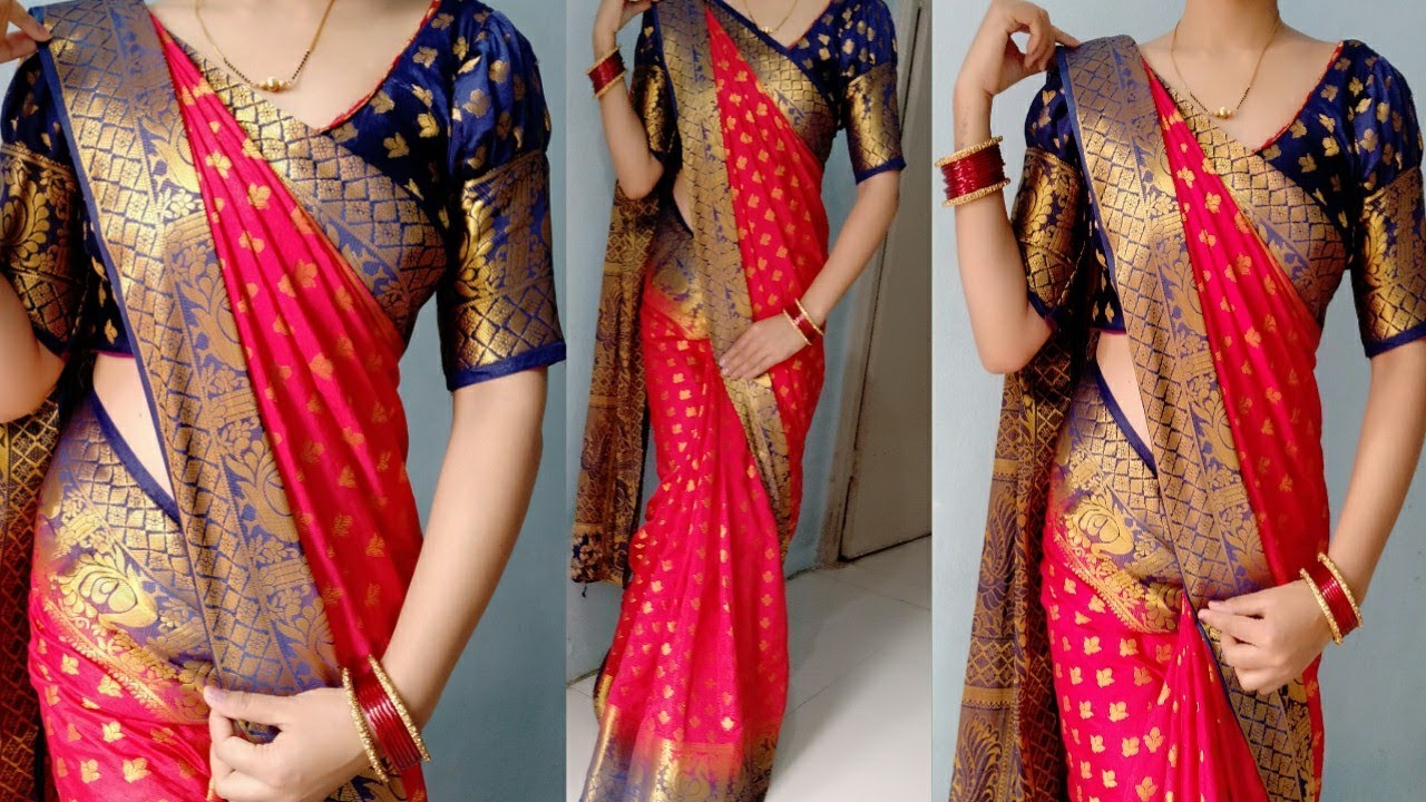 Banarasi Silk saree wear wd Perfect fitting/Weaird Trick to get perfect  fitting on Saree/परफेक्टसारी - YouTube